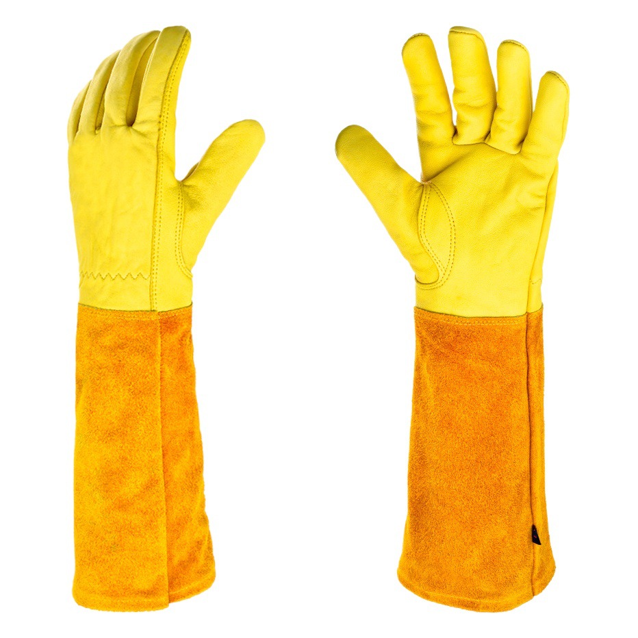 Cross-Border Cowhide Long Insulated Gardening Gloves Outdoor Flower Arrangement Vegetable Gardening Gloves Anti-Cut Work Gloves