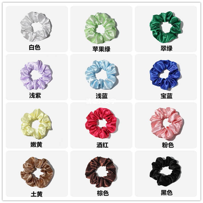 Picture of European and American Cross-Border Solid Color Large Intestine Hair Ring Foreign Trade Style Satin Head Flower Korean Style Headband Hair Accessories Head Rubber Band Wholesale