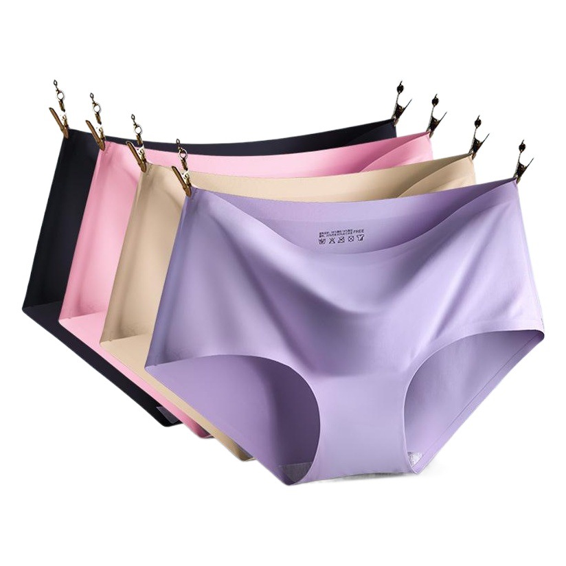 Women's Ice Silk Seamless Underwear Women's One-piece Underwear Breathable Mid-waist Sexy Underwear Briefs 810