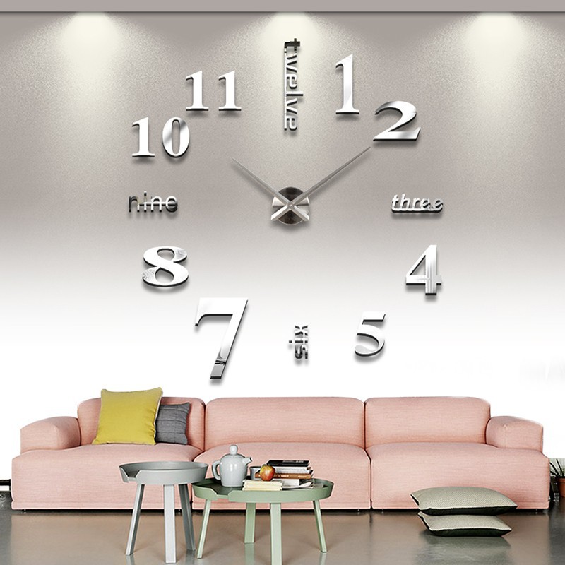 DIY European Style Creative Living Room Wall Clock Art Watch Home Simple Mute Clock Digital Acrylic Clock Wall Watch