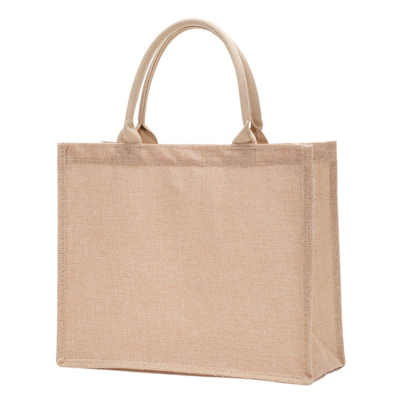 Linen bag wholesale blank in stock cotton rope imitation linen handbag film shopping gift Bento portable linen bag