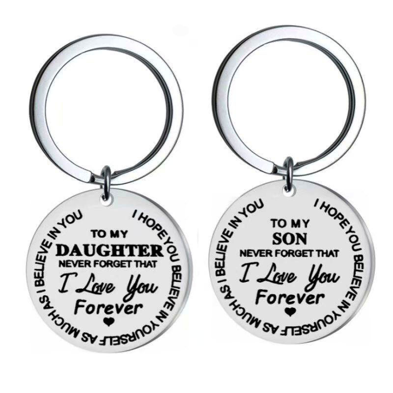 TO MY SON DAUGHTER 26 letters stainless steel keychain