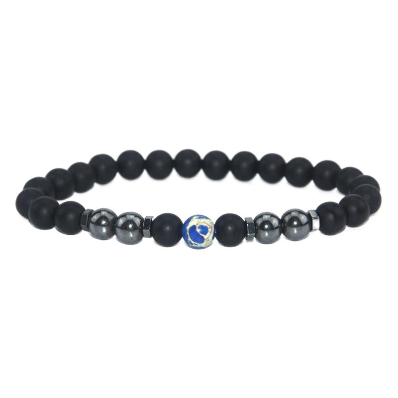 Cross-border New Frosted Black Bead Magnetic Anklet European and American Retro Snowflake Stone Color Stone Magnetic Anklet Decoration Large Quantity and Excellent Price
