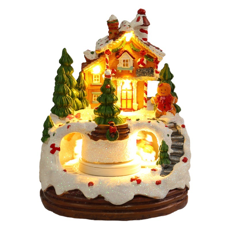 Luminous Music House Ornaments 2025 Cross-Border New Music Box Night Light Cabin Children's Christmas Gift