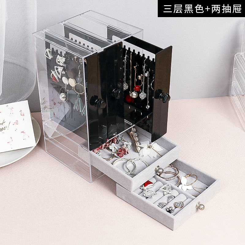 Picture of Earrings Finishing Jewelry Necklace Box Acrylic Earrings Jewelry Dust-proof Hanger Japanese-style Transparent Earrings Storage Box