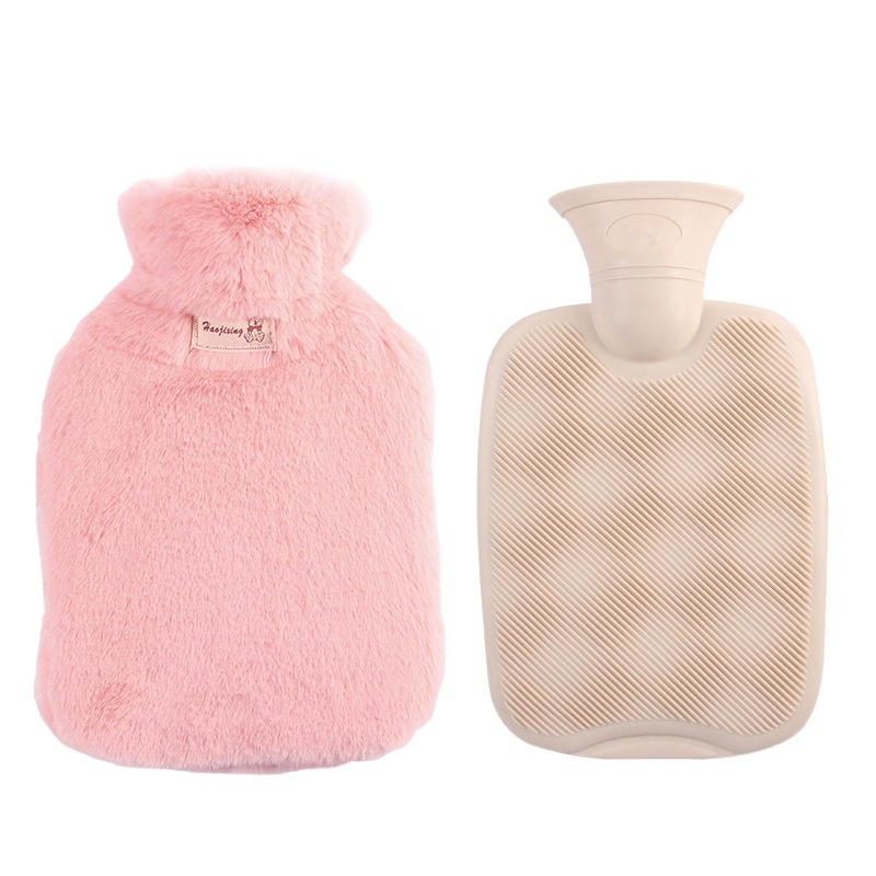 Cross-Border Spot Logo Thickeneded Plush Cloth Cover Hand Warmer Bag Hot Water Bag Filled with Water Hot Water Bag Hand Warmer Pvc