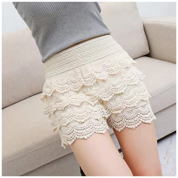 Black lace outer wear safety pants bottoming anti-exposure bottoming shorts women's cake pants insurance pants thin women's