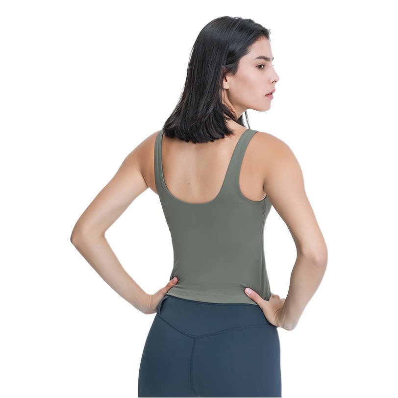 Spring and Summer V Neck Long Yoga Vest for Women U-Shaped Beautiful Back Skin-Friendly Naked Feeling Slimming Look Yoga Clothes Dt039