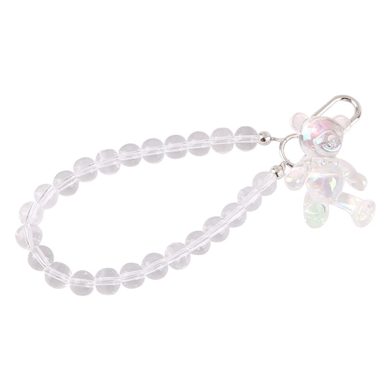 New crystal beaded bracelet cute Sitting Bear car keychain fantasy girl Heart Bear chain bracelet bag