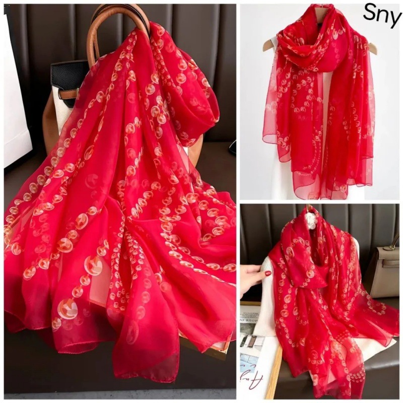 Picture of Spring and Summer New Soft Yarn Sunscreen Shawl Summer Thin Imitation Silk Long Silk Scarf Fashion Printed Flower Scarf