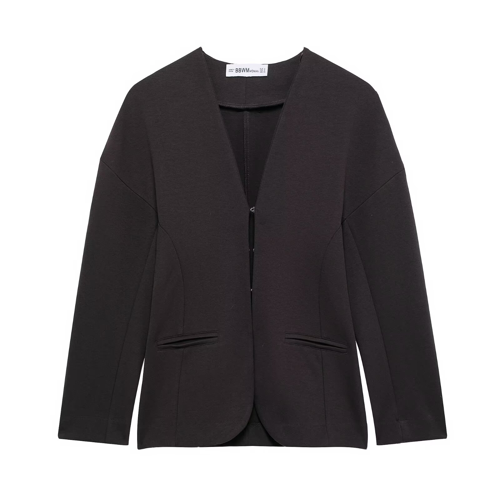Women's Casual Double-sided Cloth Shoulder-hanging Long-sleeve Dark Button Suit Jacket 2025 Spring New European and American Cross-border Collarless Jacket