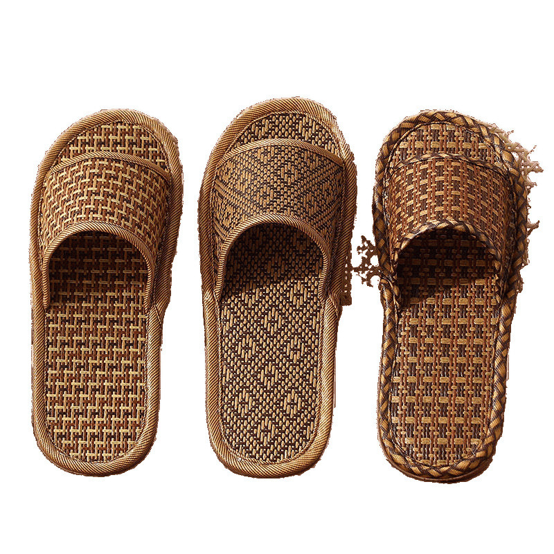 Picture of Comfortable store hot selling women's bamboo rattan breathable summer non-slip couple home slippers men's floor indoor sub