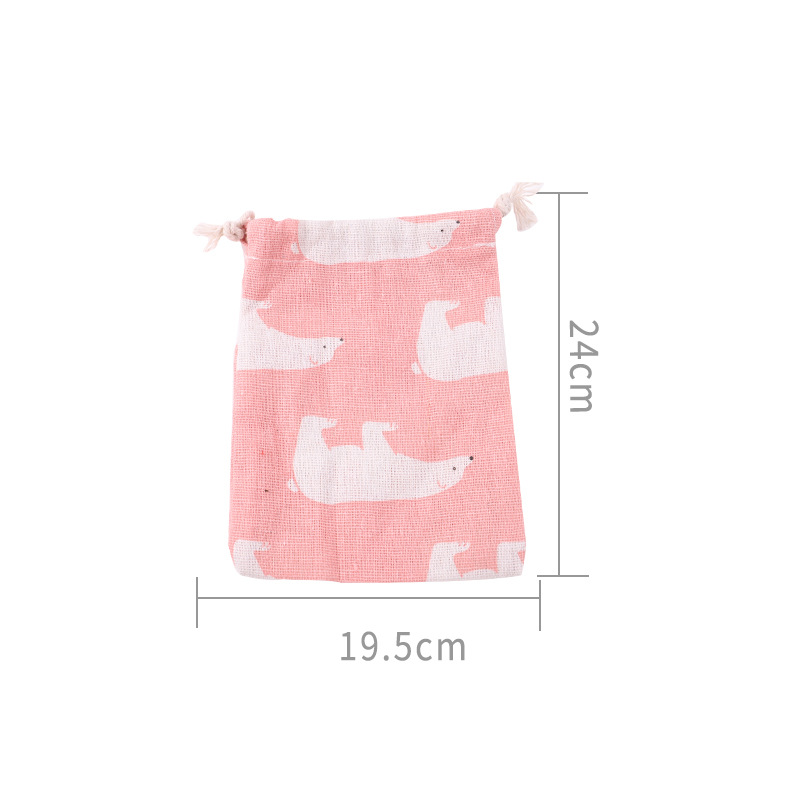 Picture of Printed cotton drawstring bag small bag home travel sundries storage bag Christmas gift packaging bag in stock