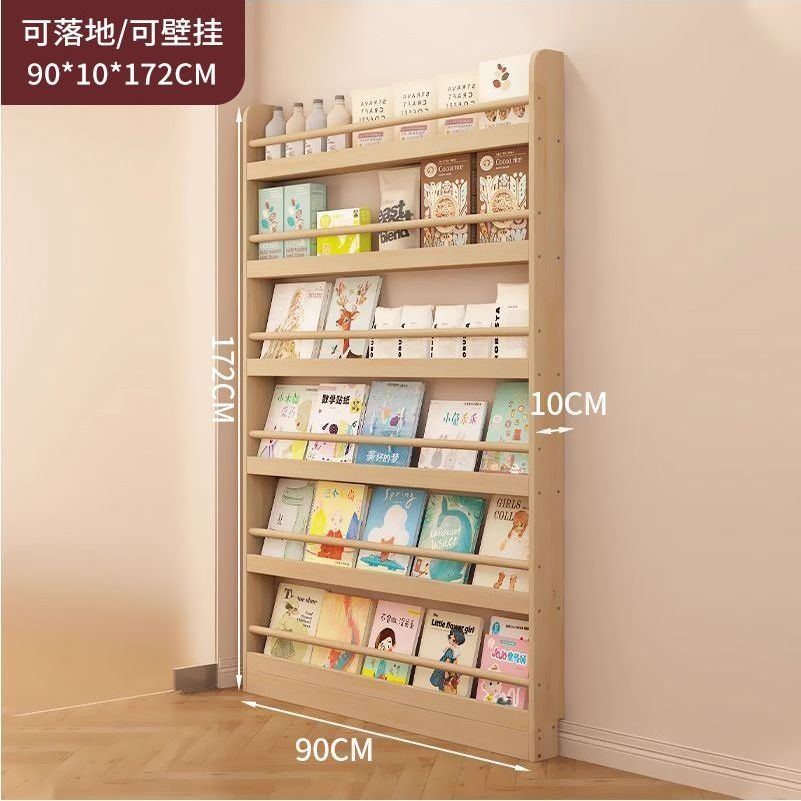 Picture of Behind the door, storage shelf, solid wood bookshelf, home bedroom shelf, wall-to-ceiling multi-layer storage wall-mounted children's bookcase
