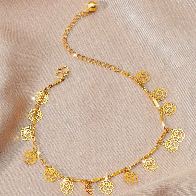Picture of No fading foreign trade fashion simple tremolo with 24k plated gold anklet Vietnam gold love Bell anklet women