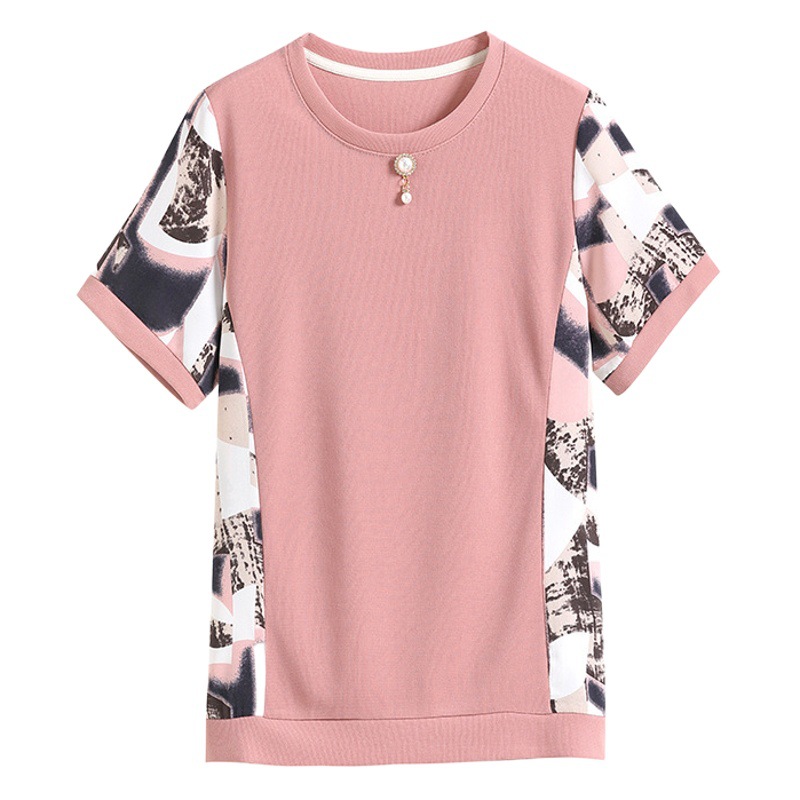 Short-Sleeved T-Shirt for Women 2024 New Mom Summer Clothes Fashionable Middle-Aged Fashion Age-Reducing Loose Large Size Women's Tops Trendy T-Shirts