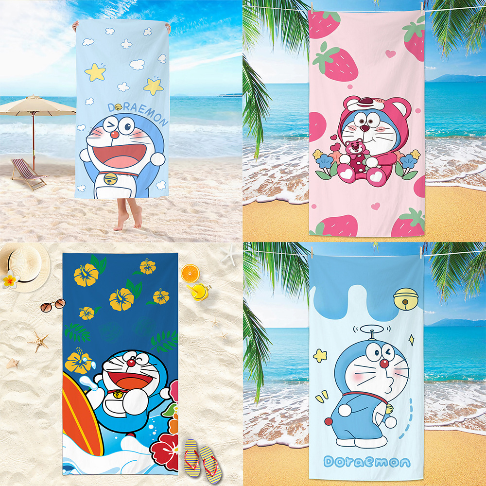 Cartoon cute Doraemon microfiber adult bath swimming bath towel travel portable beach towel sports towel