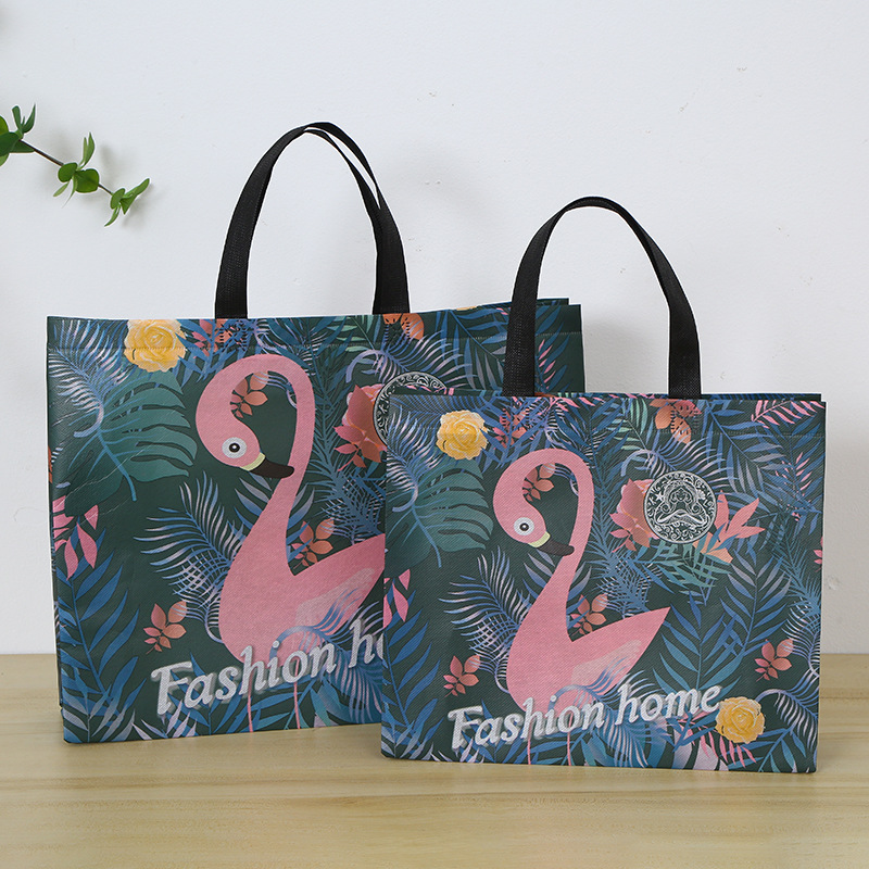 Clothing Store Handbag Laminated Green Customized LOGO Customized Clothes Women's Laminated Non-woven Bag