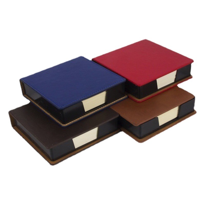 Wholesale Business Office pu plastic note box creative mini boxed note leather note box with logo