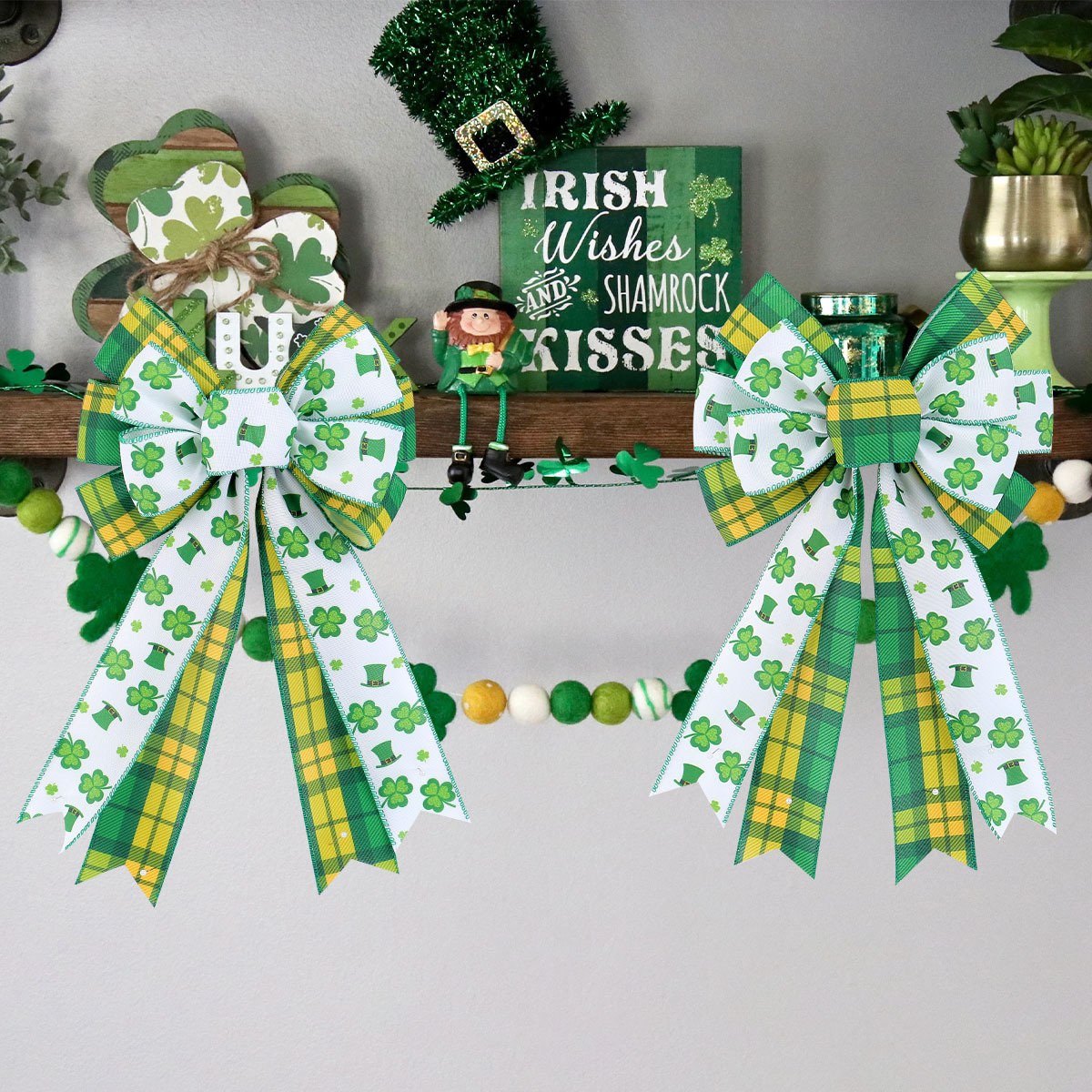 Cross-border St. Patrick's Bow Decoration Irish Festival DIY Ribbon Mall Scene Garnish Decoration Pendant
