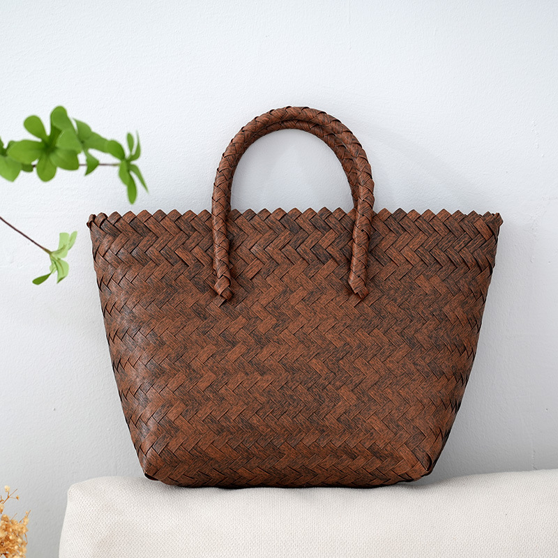 Holiday Beach Bag Handbag Retro French Style Straw Woven Bag All-match Large Capacity Woven Bag Portable Vegetable Basket Bag