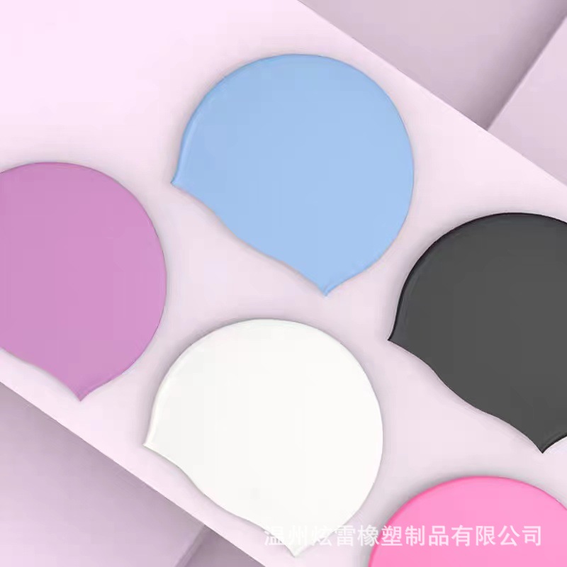 Picture of Ready Stock Wholesale Silicone Swimming Cap Solid Color Silicone Swimming Cap Adult Swimming Cap with Head Shape