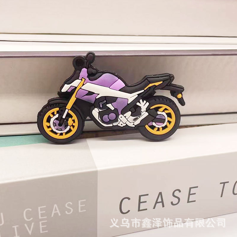 Picture of Key chain pendant doll creative double-sided simulation motorcycle bag pendant PVC key chain small gift wholesale