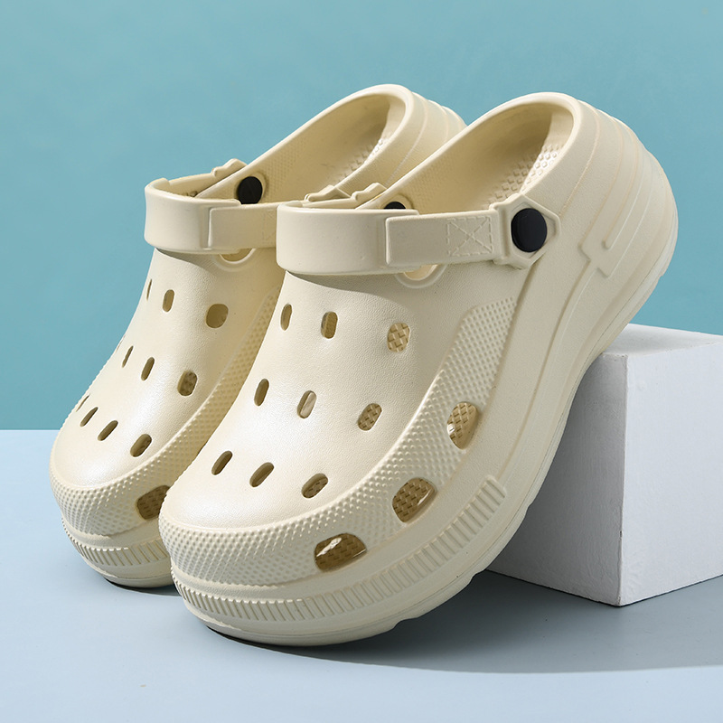 Thick-soled hole shoes women's summer high-rise non-slip slippers EVA non-stinky feet wear-resistant high-end toe-covered slippers