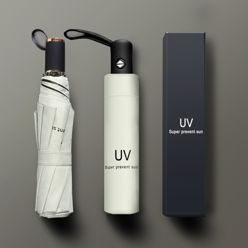 Automatic UV three-fold umbrella black rubber sunscreen UV protection umbrella advertising umbrella automatic umbrella umbrella women