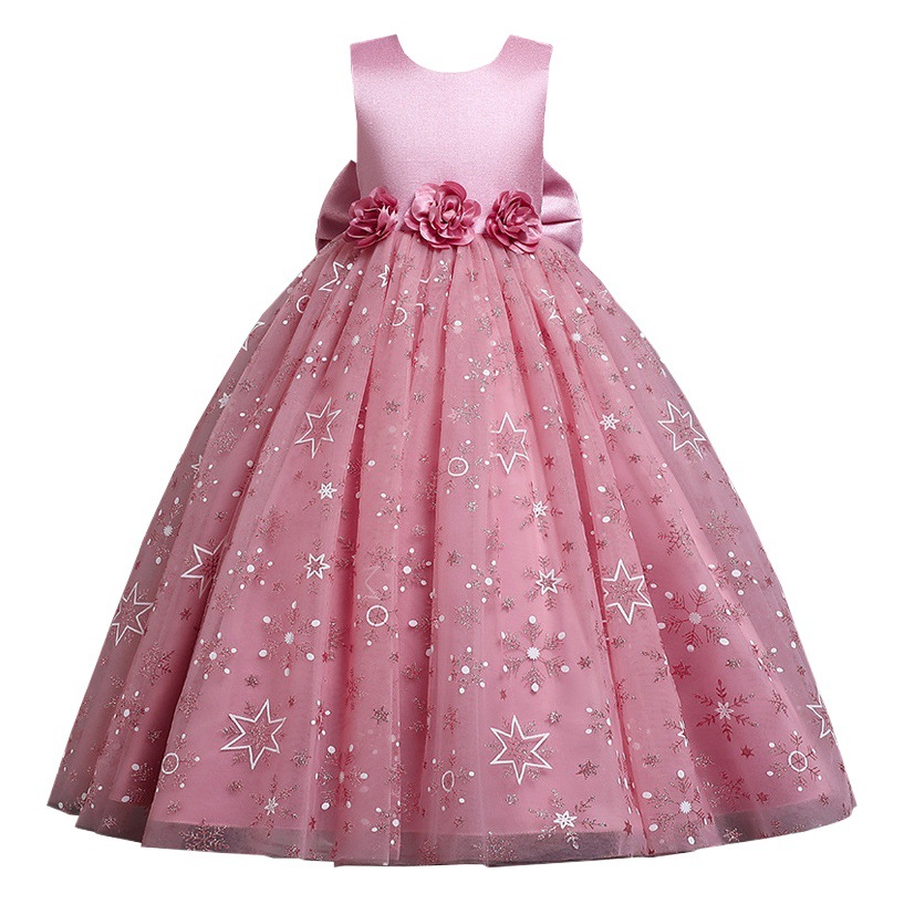 European and American Little Princess Kidsren's Dress Classy Gauze Skirt Girls Wedding Banquet Princess Dress Piano Performance Evening Dress