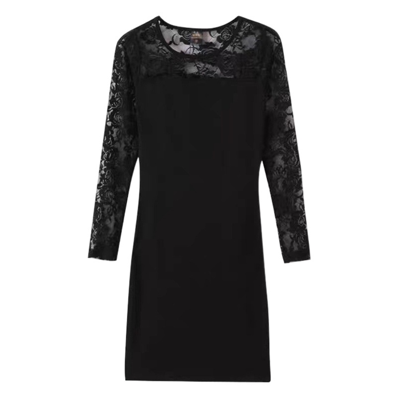 Women's Korean-style slim-fit lace hip skirt 2023 new mid-length dress women's mesh stitching striped skirt