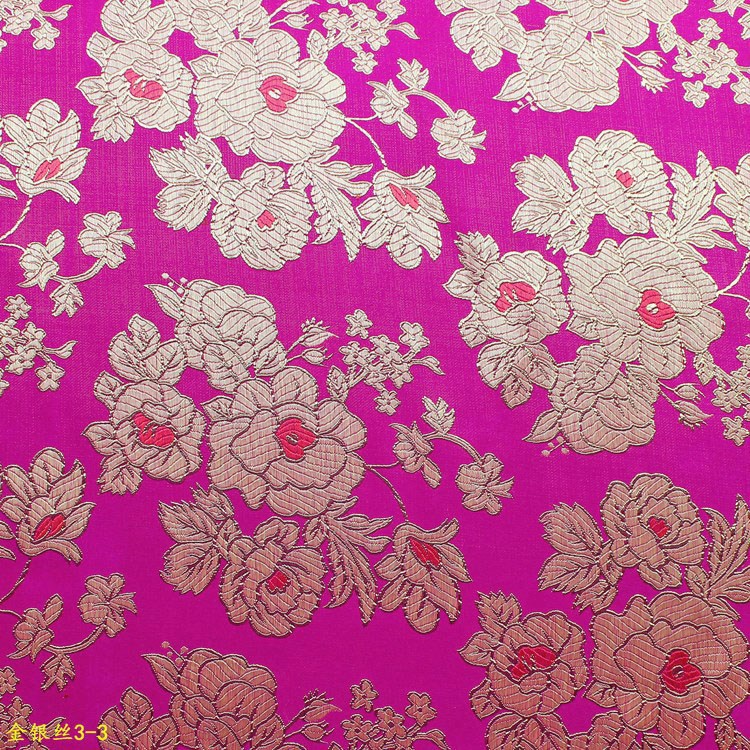 Bright Silk Gold and Silver Jacquard Fabric Gold and Silver Color Gold Floral Gift Box Packaging Decorative Fabric Brocade Fabric