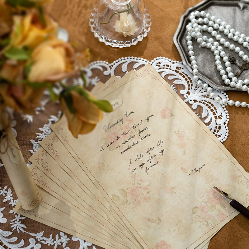 Picture of Vintage Special Paper Letter Paper Envelope Set Love Artistic Handwritten Love Letter for Boyfriend and Girlfriend Romantic Simple Letterhead