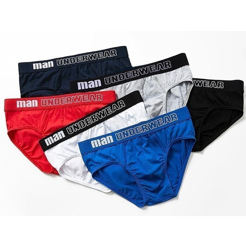 Men's Underwear, Men's Trendy Brand Pure Cotton Mid-Waist High Elasticity Loose Briefs Summer Breathable Youth Pants