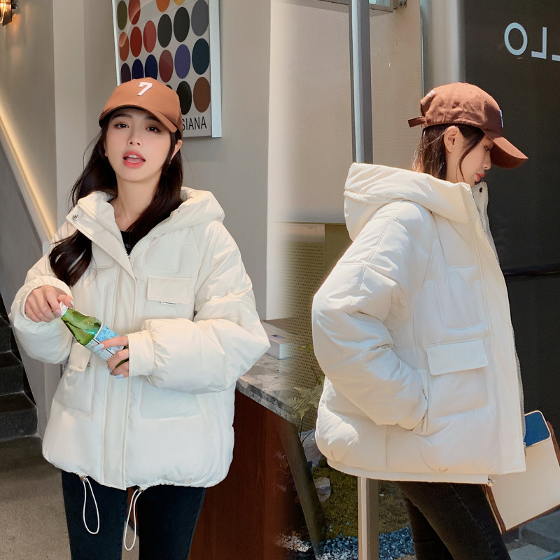 Picture of 2022 New Short Hooded Pocket Down Cotton Clothes Women's Clothing Students Winter Loose Large Size Thick Coat Coat Trendy