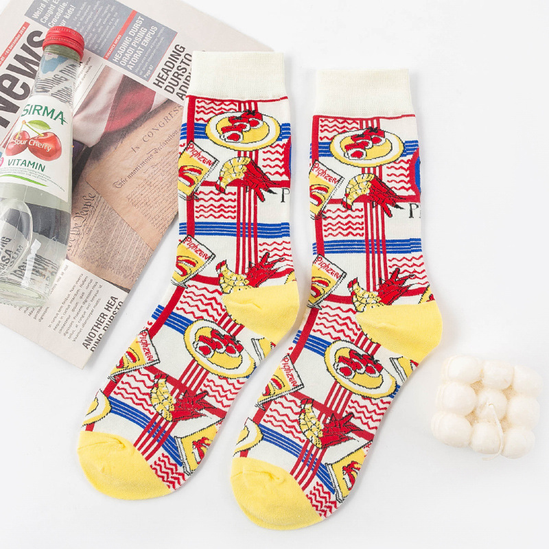Picture of OLITA French Illustration Cartoon Artistic Plaid Women's High-rise Japanese Style Retro Casual Cute Socks Ins Trendy