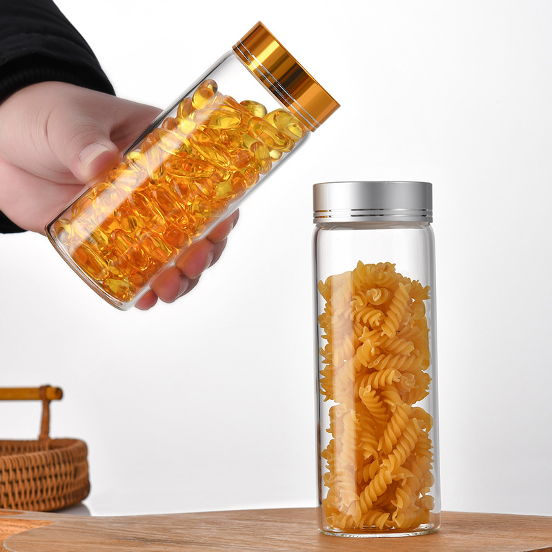 Picture of 58 screw mouth Buddha beads packaging bottle transparent glass sealed jar grains storage storage jar honey bottle candy bottle