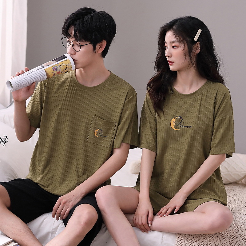 Couple Pajamas Women's Summer Men's Short-sleeved Shorts Suit Thin Modal Loose Casual Home Wear Outfit