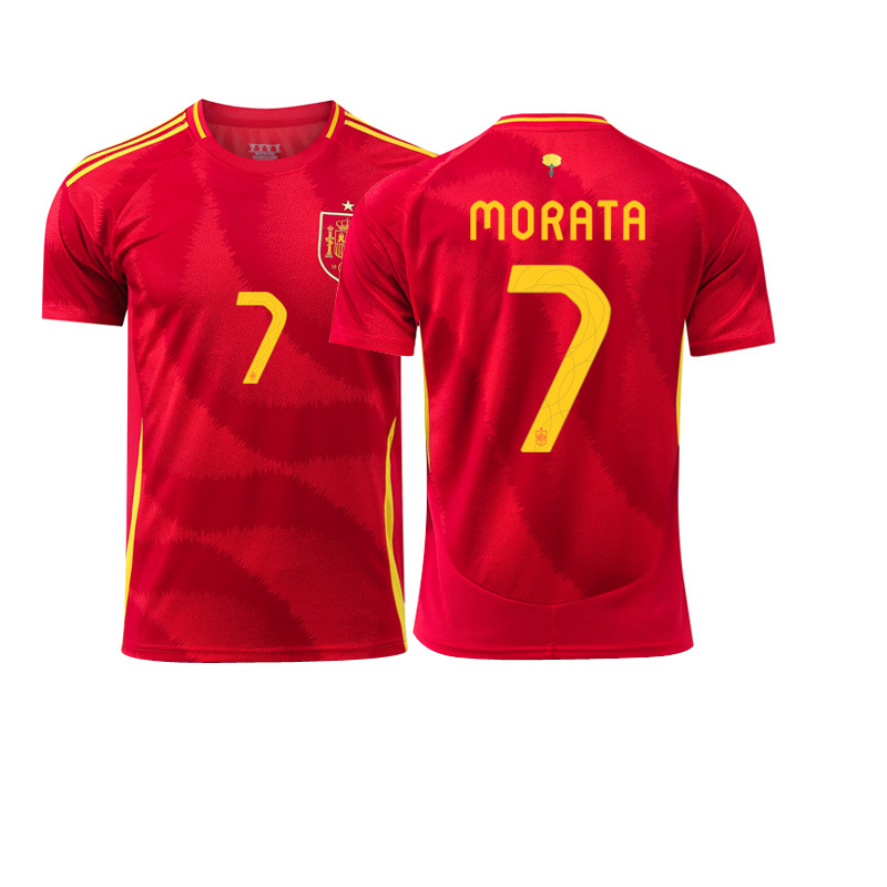 2024 Spanish Mainland Single-Piece Top European Cup Football Uniform Jersey No. 7 Mozanta 9 California 19 Amazon
