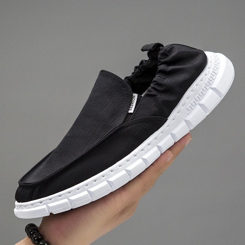 Men's Old Beijing Cloth Shoes Summer Flat Top Casual Shoes Men's Slip-on Comfortable Soft Bottom Canvas Shoes for Men
