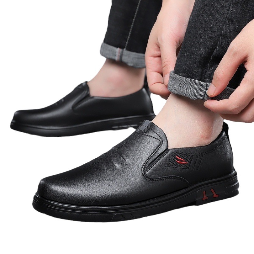 2023 Spring and Autumn New Casual Men's Shoes Korean Men's Lace-up Business Casual Shoes Men's Leather Shoes Flat Heel Shoes Leather Shoes