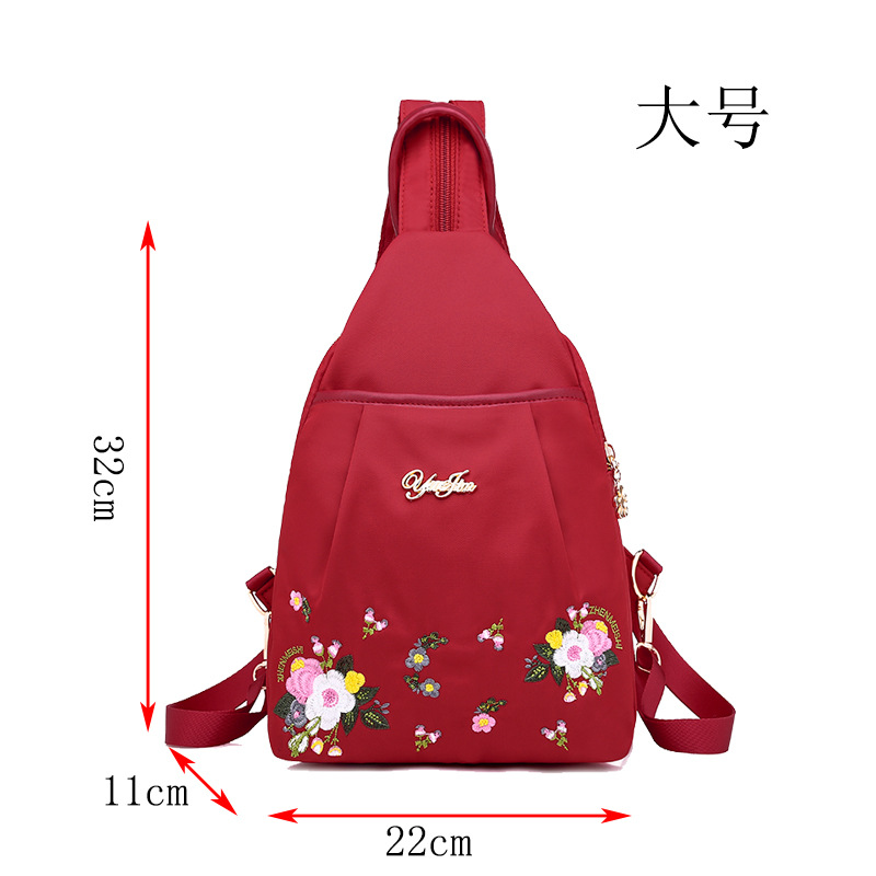 Picture of Oxford Cloth Embroidered Backpack Women's Canvas Small Backpack New Korean Style Trendy All-match Fashionable Mini Crossbody Chest Bag for Women