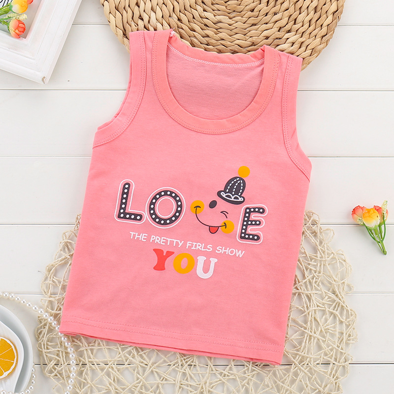Picture of Children's single-piece vest cotton summer new boys sleeveless top girls Korean version of small and medium-sized children's base shirt wholesale