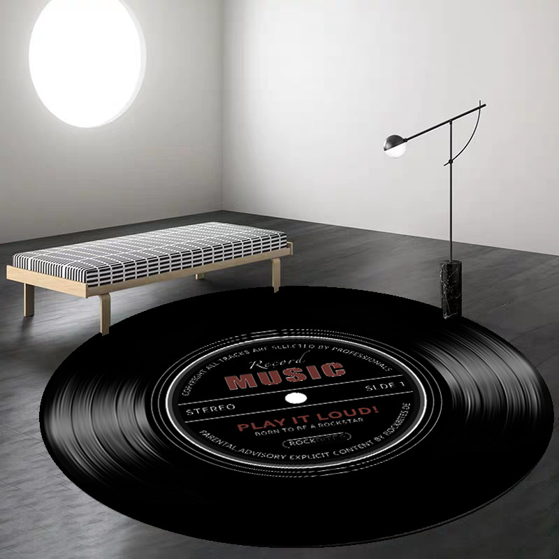 Picture of Cross-border Retro Fashion Personalized Music Vinyl Records Round Non-slip Living Room Bedroom Stool Floor Mat Carpet
