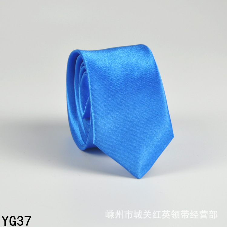 Picture of Solid color tie men's casual 5cm Korean style artificial silk narrow tie for workplace wedding business administrative wholesale