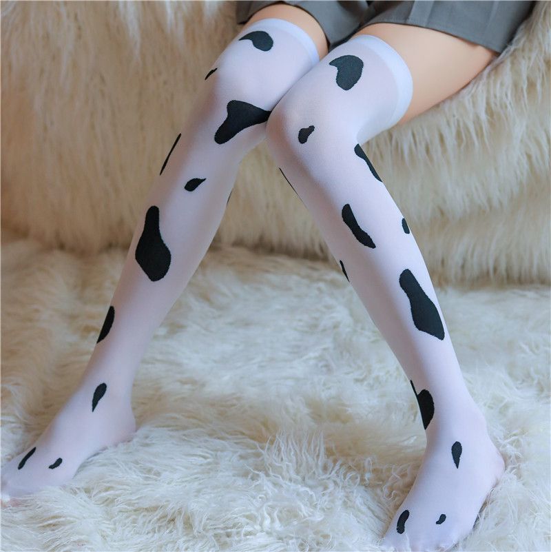 New Sexy Underwear Accessories Cow Stockings Fun Socks Long Tube Milk White Spotted Stockings High-top Over-the-knee Hair