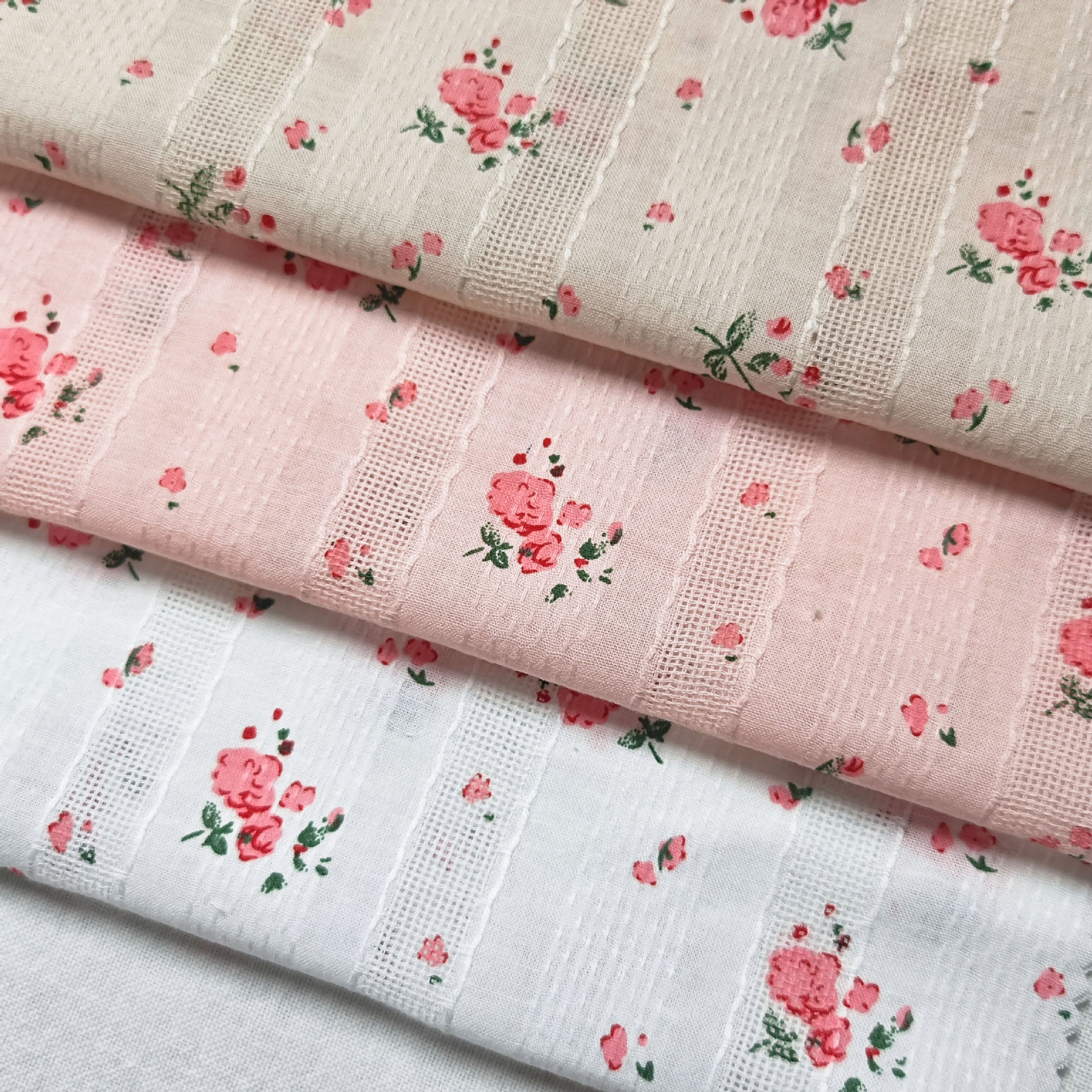 Spring and summer cotton jacquard fabric woven floral small fresh water slurry print dress children's clothing fabric home boutique