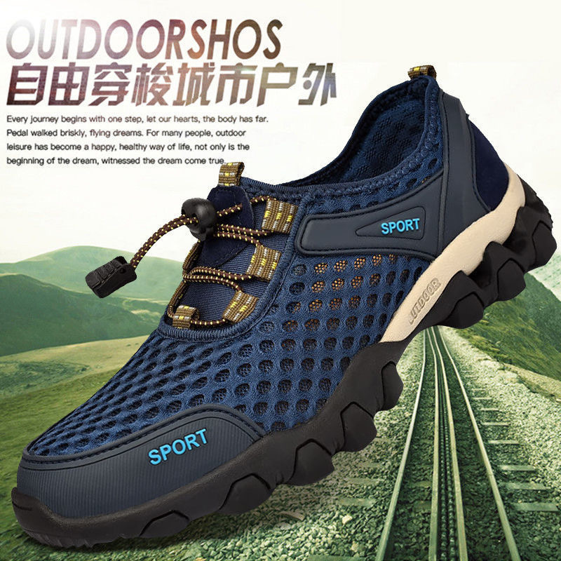 New Wholesale Wading Shoes for Men, Summer Outdoor Sports Shoes, Breathable Men's Mesh Shoes, Hollow Casual Shoes for Men