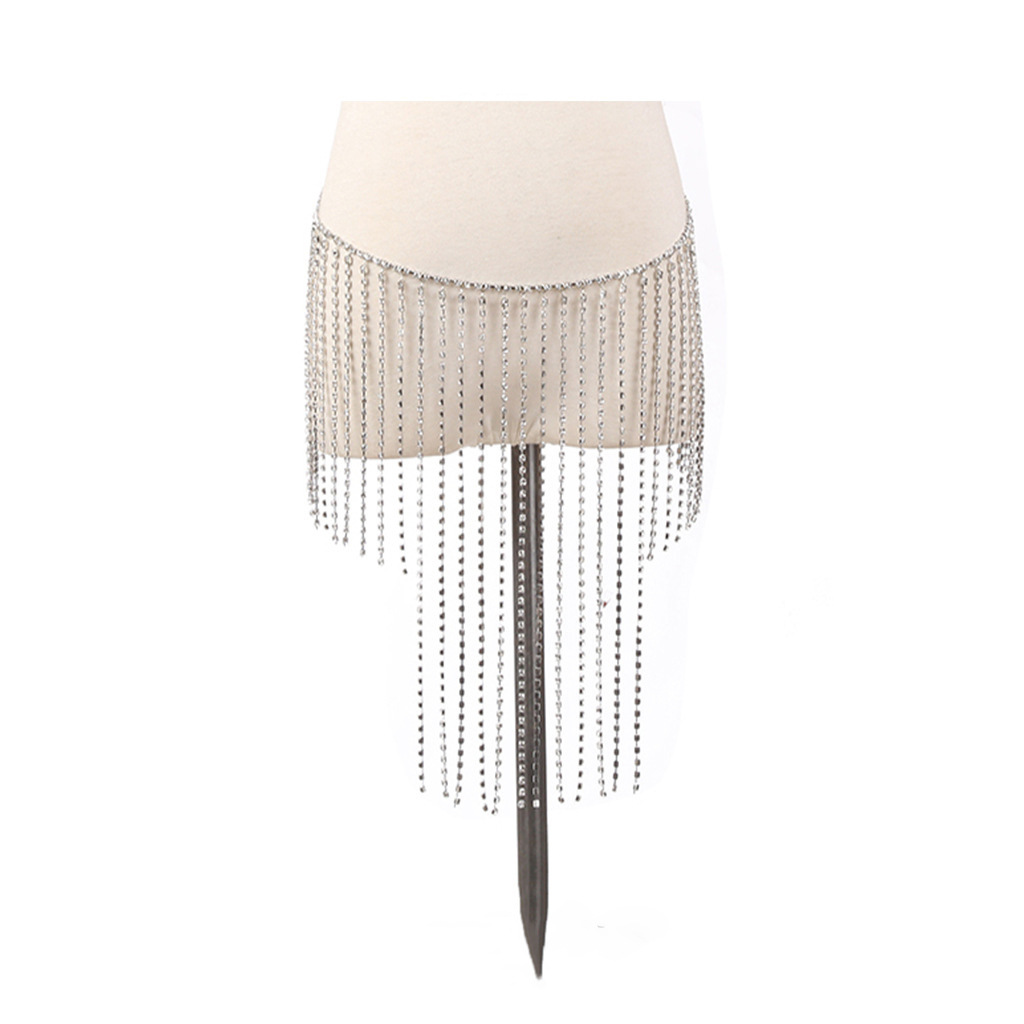 Picture of European and american cross-border jewelry summer fashion rhinestone bra skirt suit sexy nightclub waist chain tassel body chain female