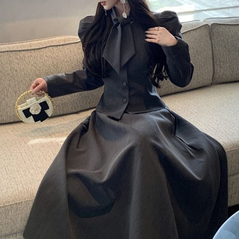 Retro Elegant Waist Slimming Look Suit Jacket for Women 2025 Spring and Autum High Waist Umbrella Skirt Half Skirt Two-Piece Set